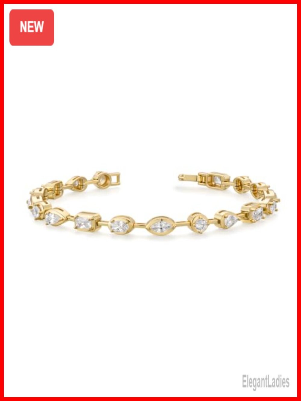 14K Gold Plated Tennis Bracelet Bezel Set Round Cut CZ Eternity Fine Jewelry